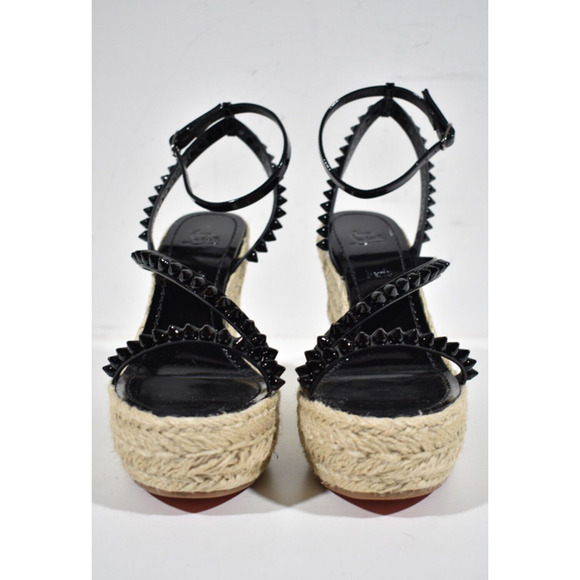Christian Louboutin Mafaldina Zeppa 120 Black Platform Wedge Sandal Heel Pump 38 - Picture 6 of 12